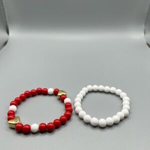 Beaded Valentine Bracelets 2 Set - HANDMADE - #184